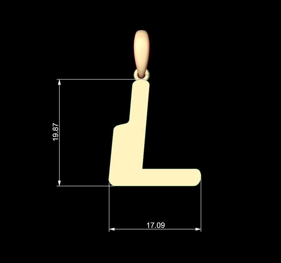 Initial Letters Pendant Videophreak L 3D print model_4