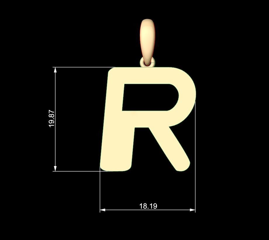 Initial Letters Pendant Videophreak R 3D print model_4