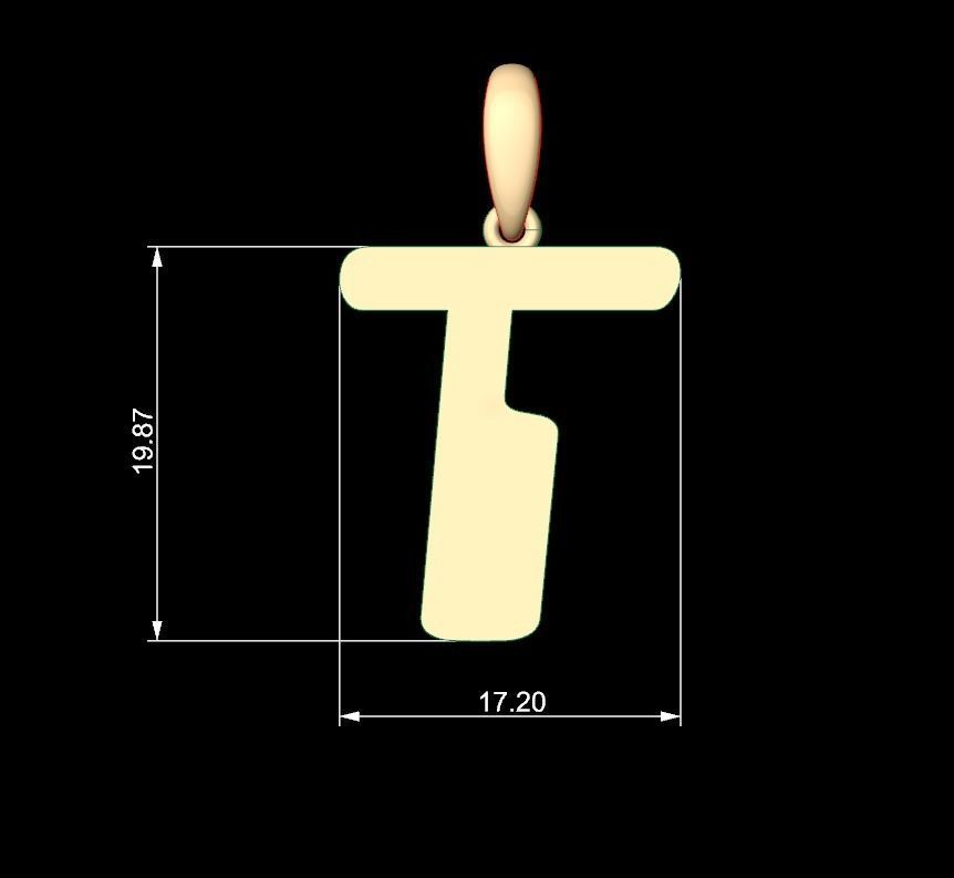 Initial Letters Pendant Videophreak T 3D print model_4