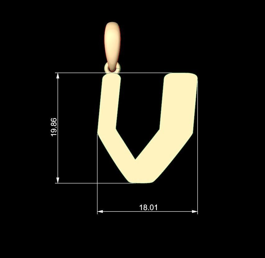 Initial Letters Pendant Videophreak V 3D print model_5