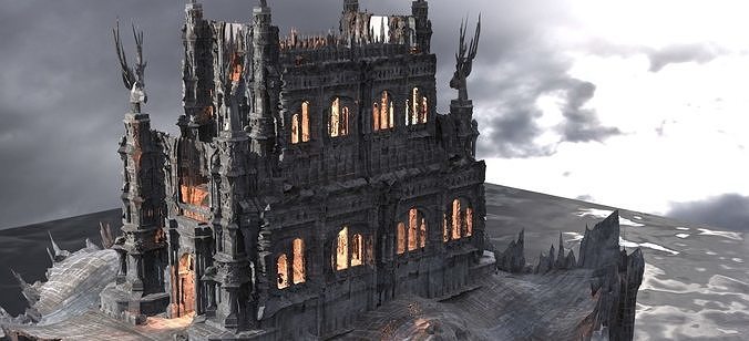 Floating Mountain Medieval Christmas Fort 3D model