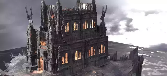 Floating Mountain Medieval Christmas Fort 3D model