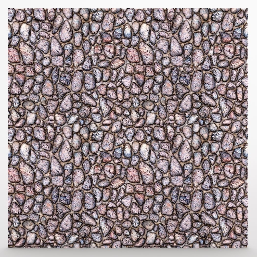 StoneWall 2 pebbles wall art Low-poly 3D model_7