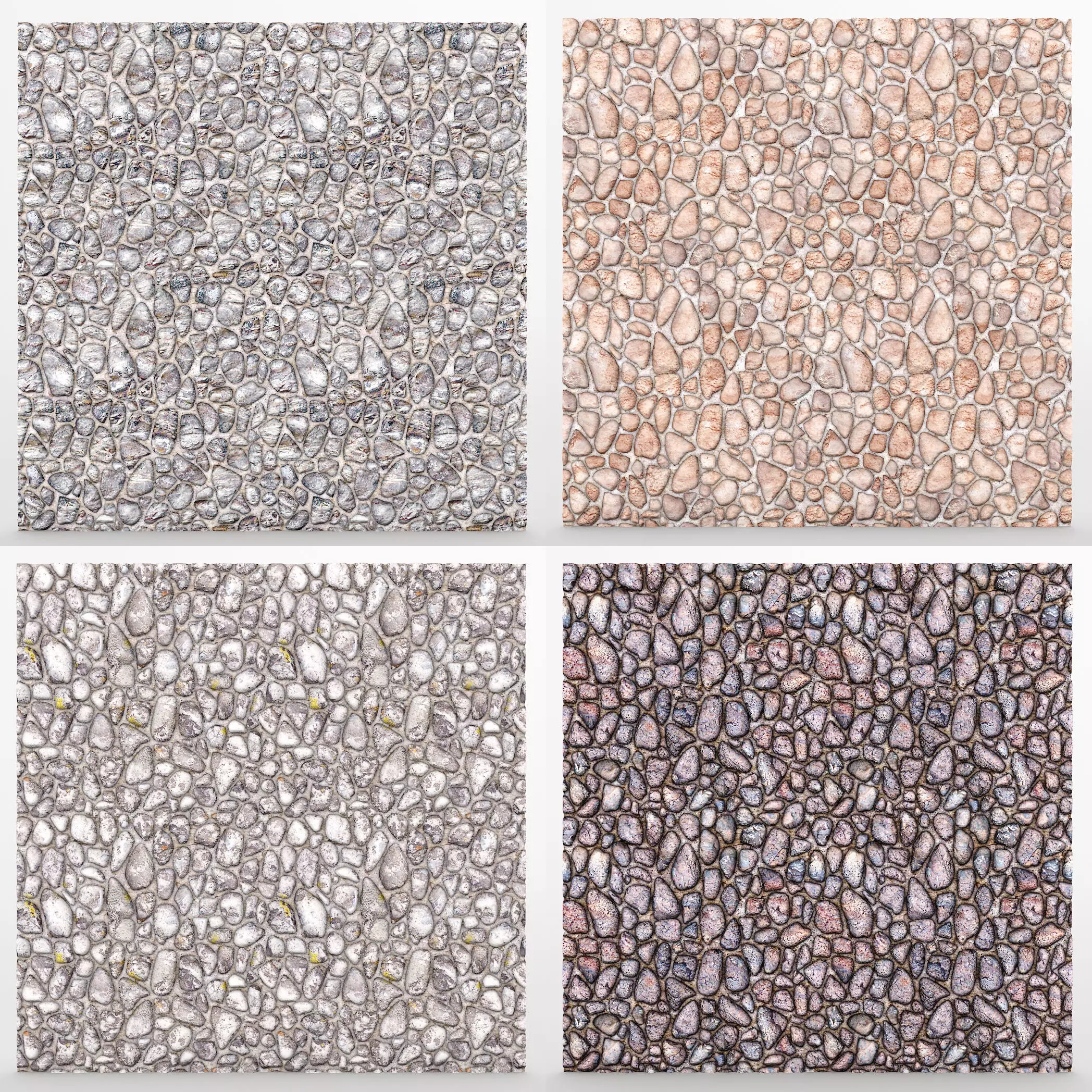 StoneWall 2 pebbles wall art Low-poly 3D model_0