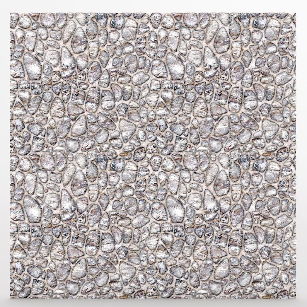 StoneWall 2 pebbles wall art Low-poly 3D model_1