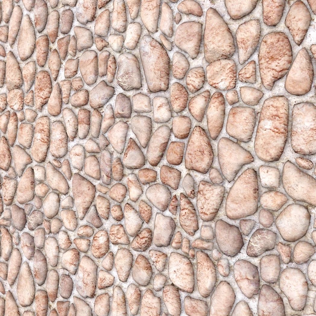 StoneWall 2 pebbles wall art Low-poly 3D model_4