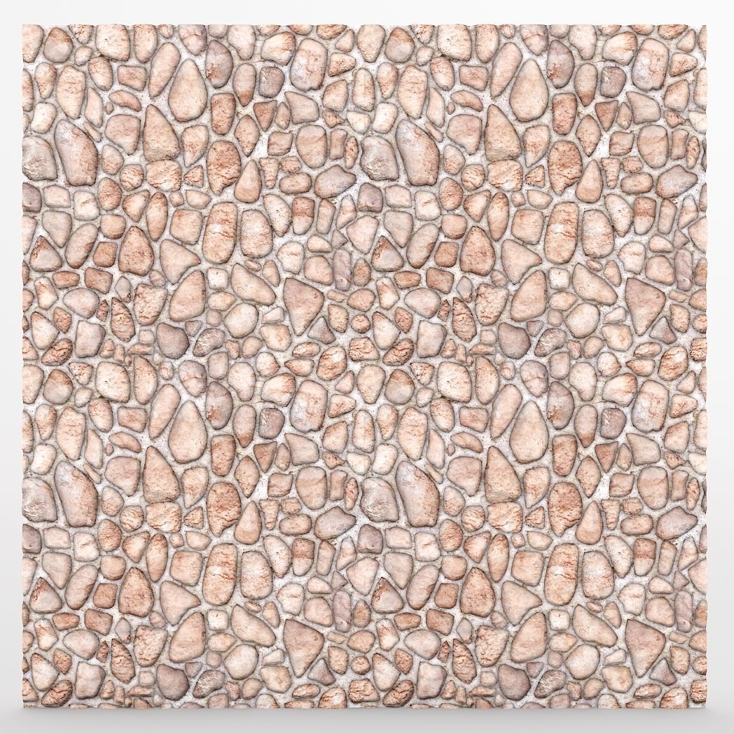 StoneWall 2 pebbles wall art Low-poly 3D model_3