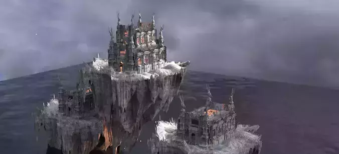 Dark Lord Floating Castles with stone interior  3D model