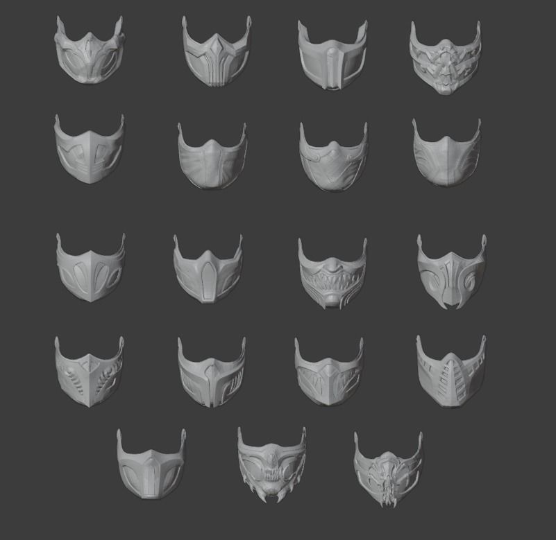 Pack with 19 Scorpion Masks 3D print model_4