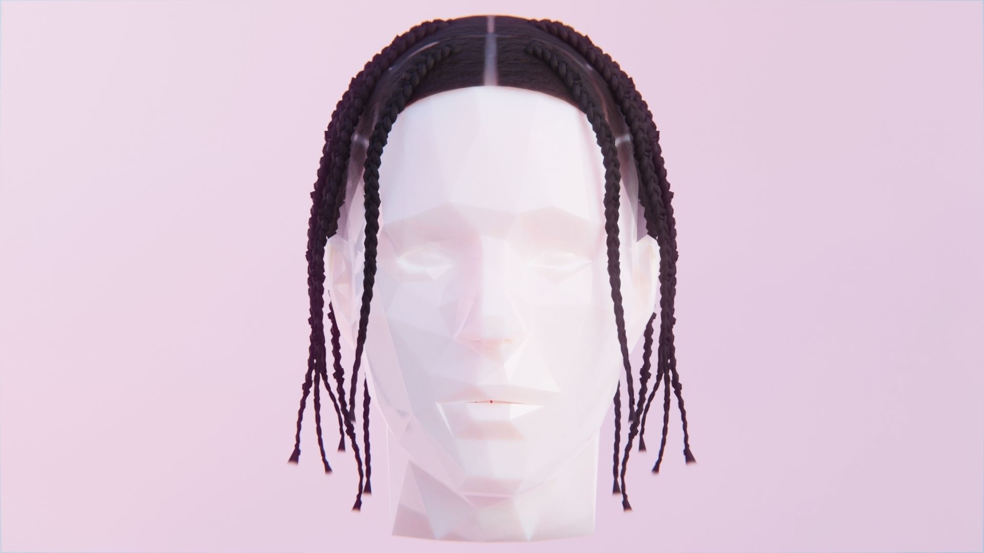 Travis Scott Braids Low-poly 3D model_1