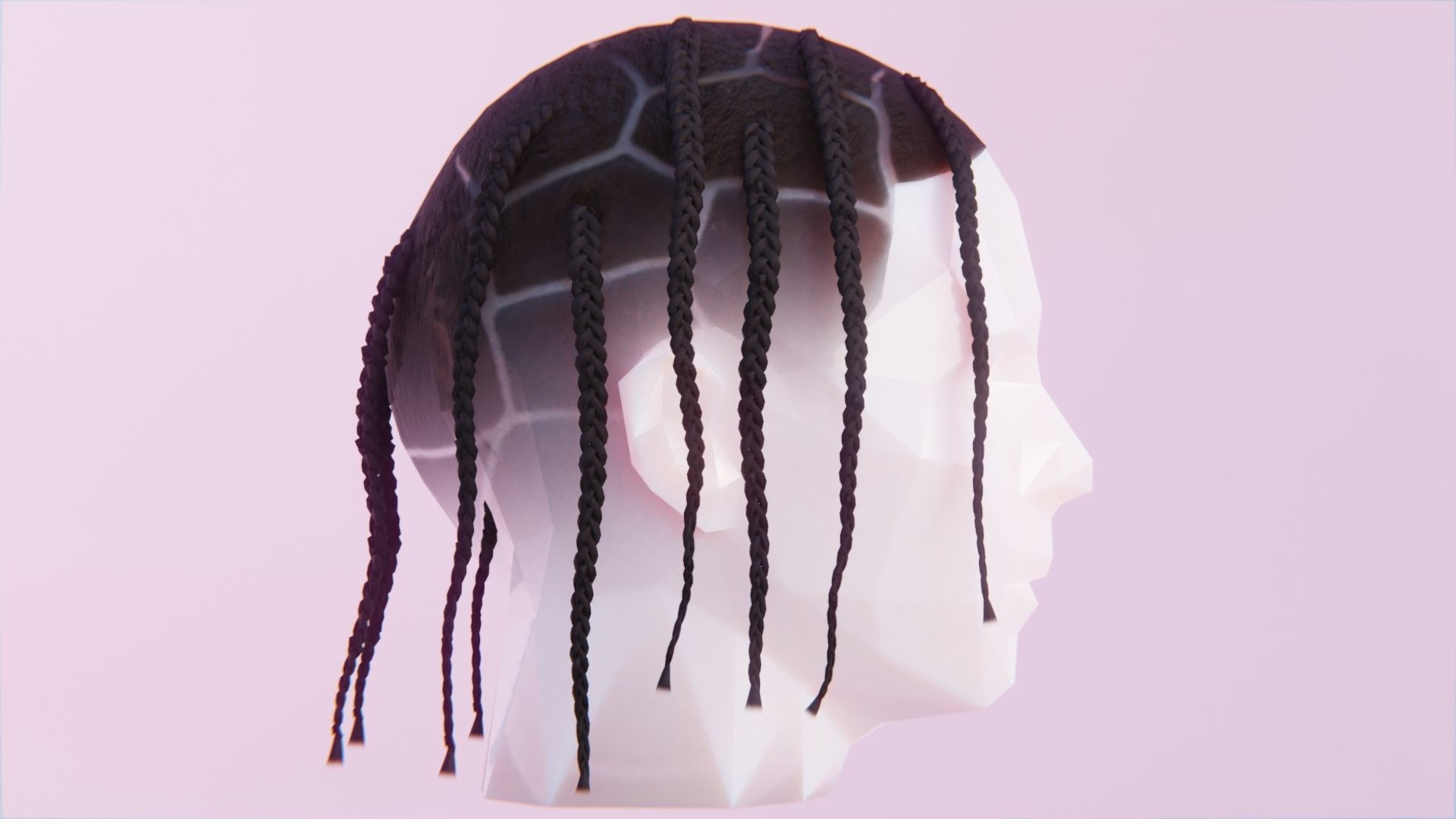 Travis Scott Braids Low-poly 3D model_2