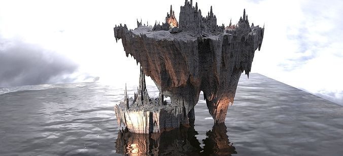 Floating Mountain forts 3 islands 3D model