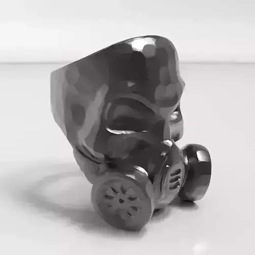 gas masked skull ring