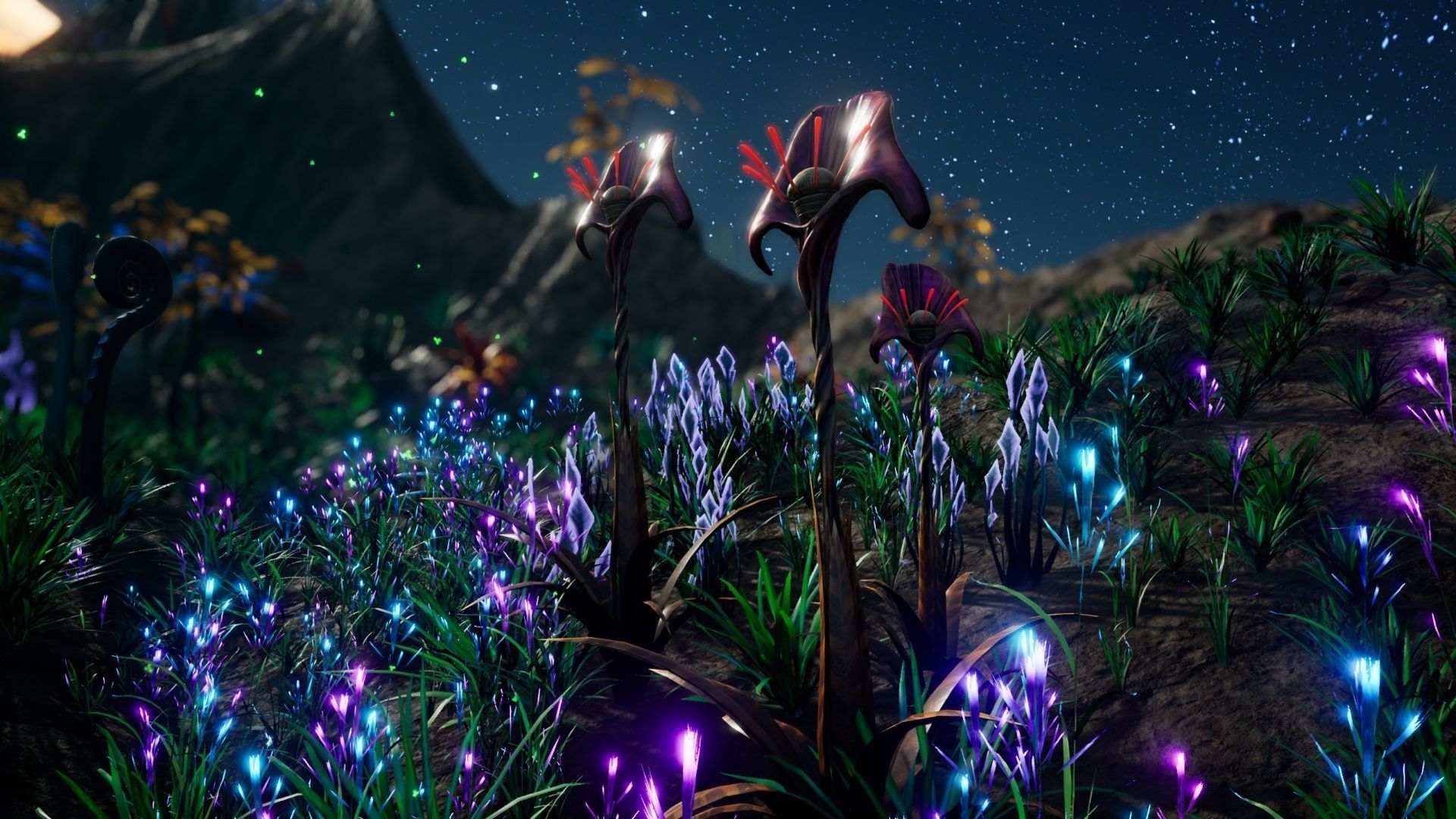 Alien Planet Fantasy Environment - Grassland Plants Low-poly 3D model_16