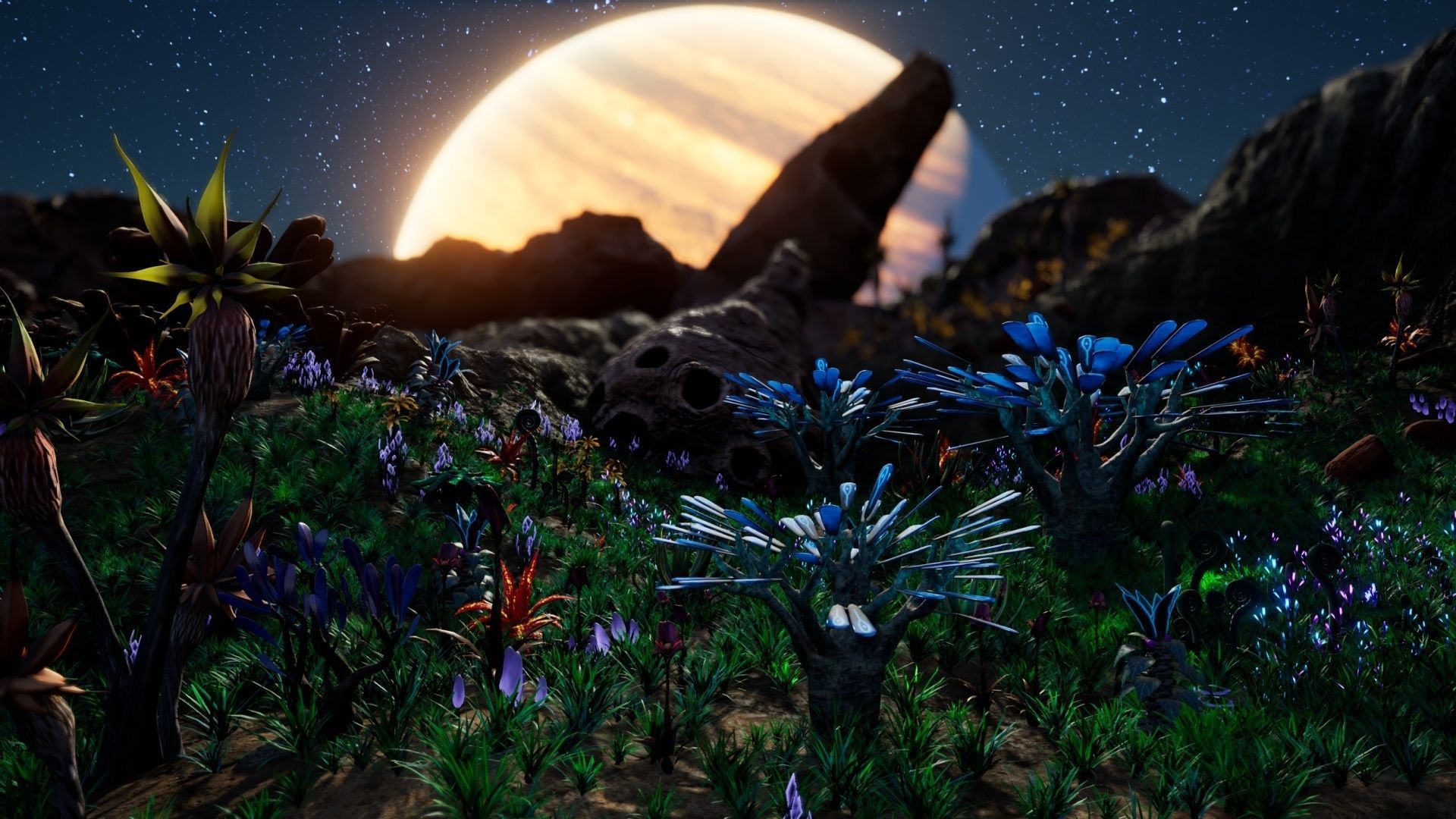 Alien Planet Fantasy Environment - Grassland Plants Low-poly 3D model_15