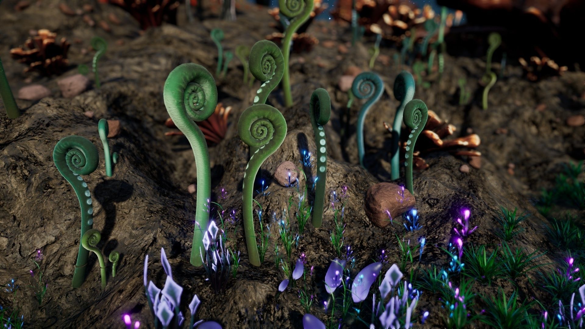 Alien Planet Fantasy Environment - Grassland Plants Low-poly 3D model_14