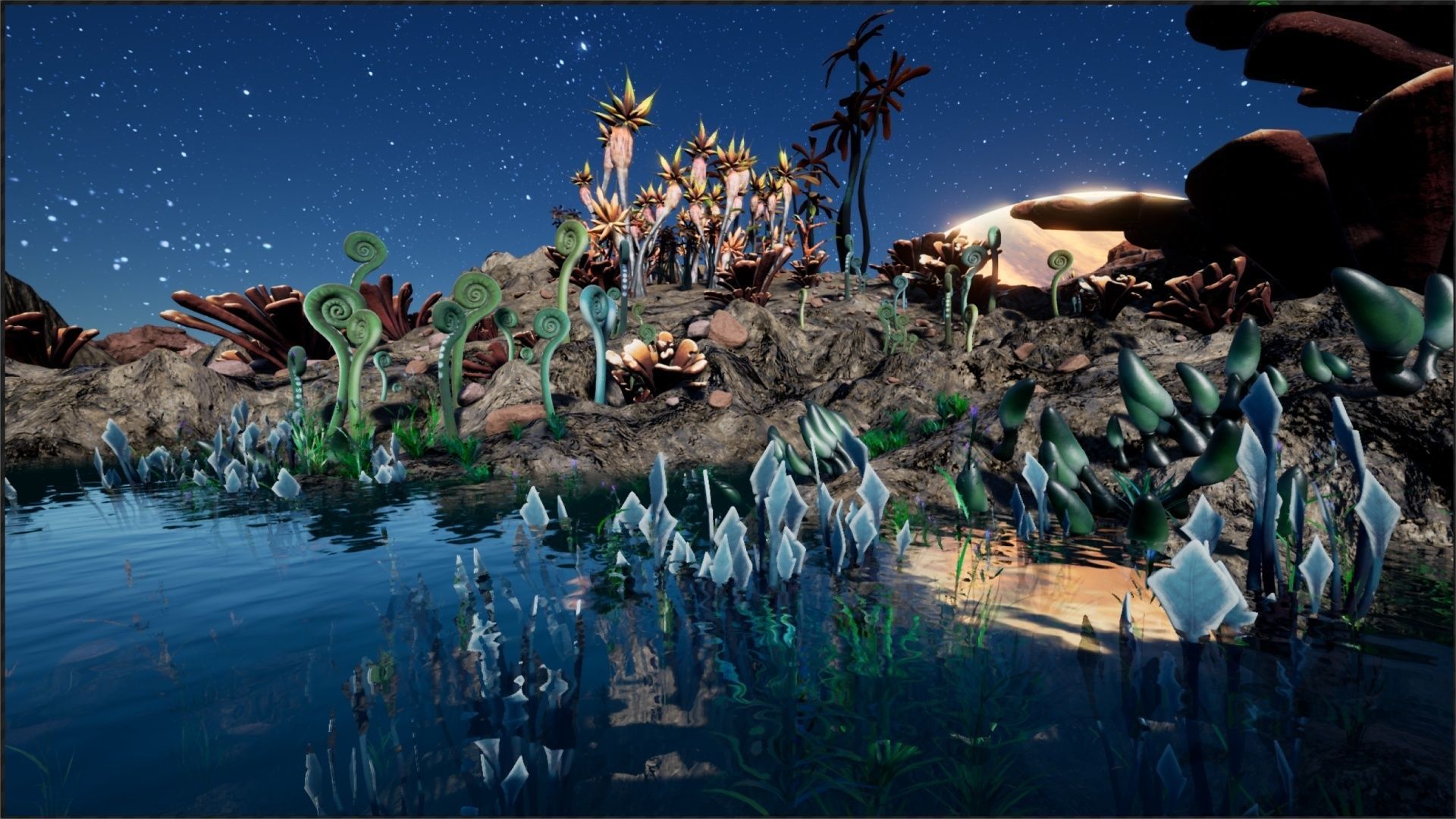 Alien Planet Fantasy Environment - Grassland Plants Low-poly 3D model_10