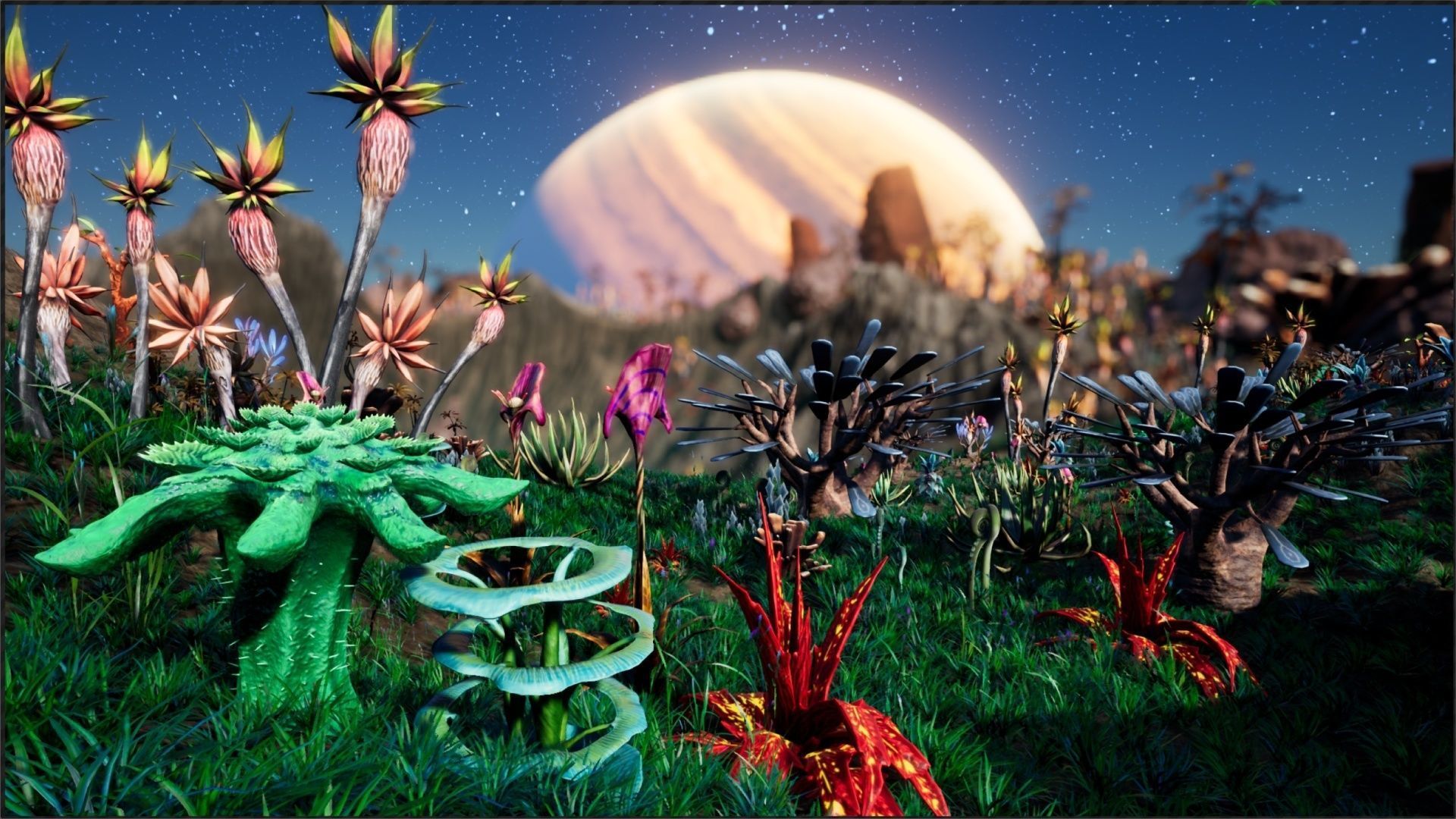 Alien Planet Fantasy Environment - Grassland Plants Low-poly 3D model_4