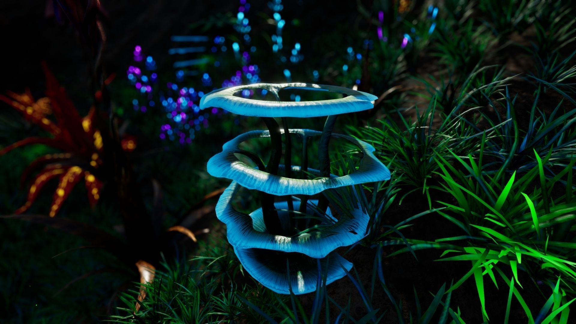 Alien Planet Fantasy Environment - Grassland Plants Low-poly 3D model_25