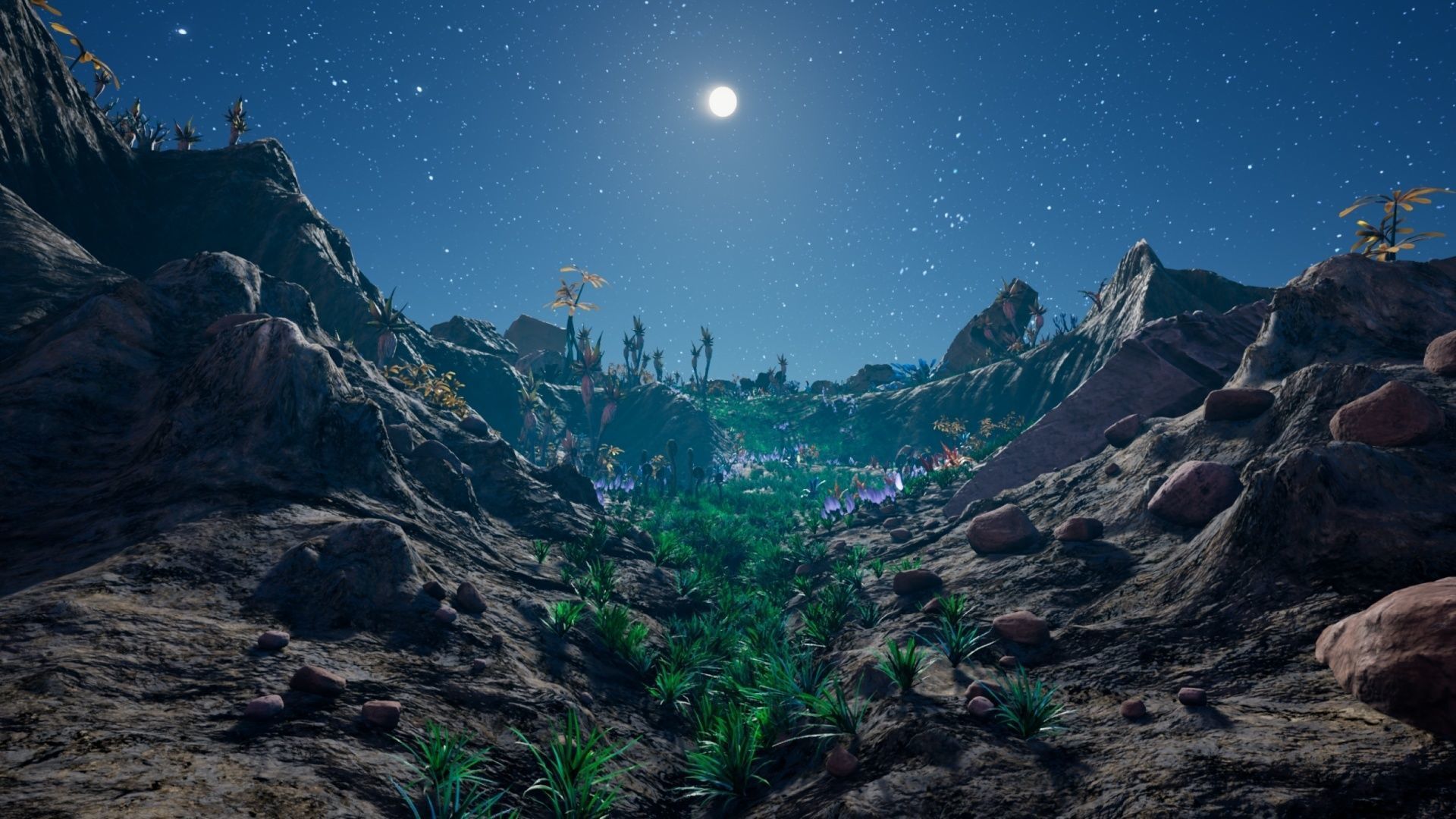 Alien Planet Fantasy Environment - Grassland Plants Low-poly 3D model_28