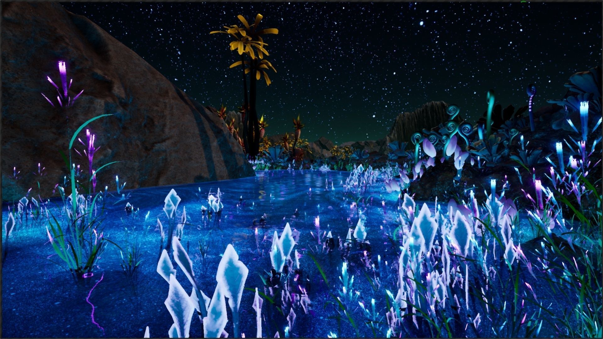 Alien Planet Fantasy Environment - Grassland Plants Low-poly 3D model_3