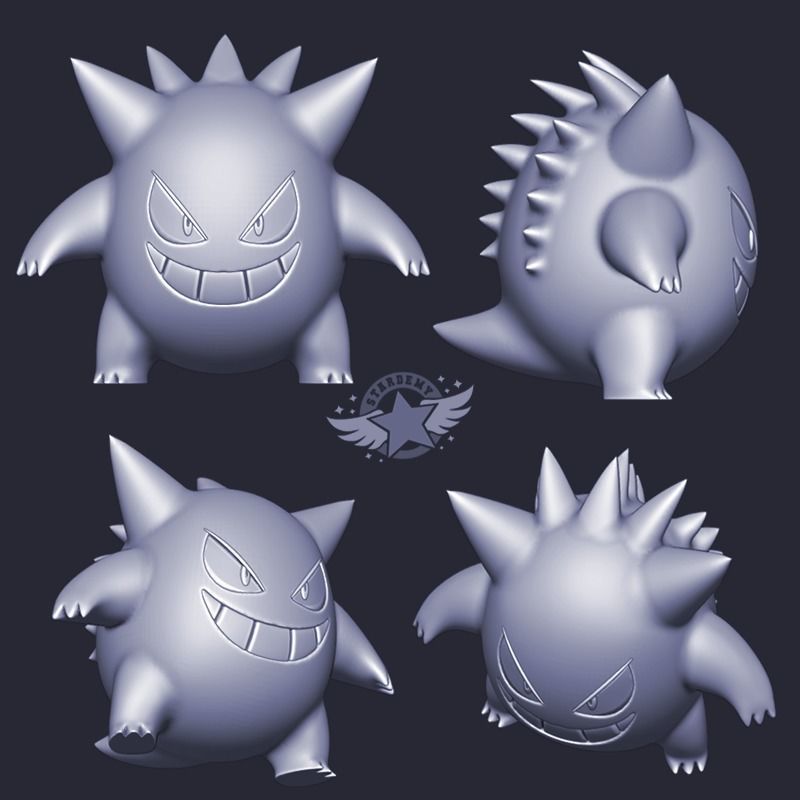 PACK 2 Models Gengar from Pokemon Toy Figure Keychain 3D print model_3
