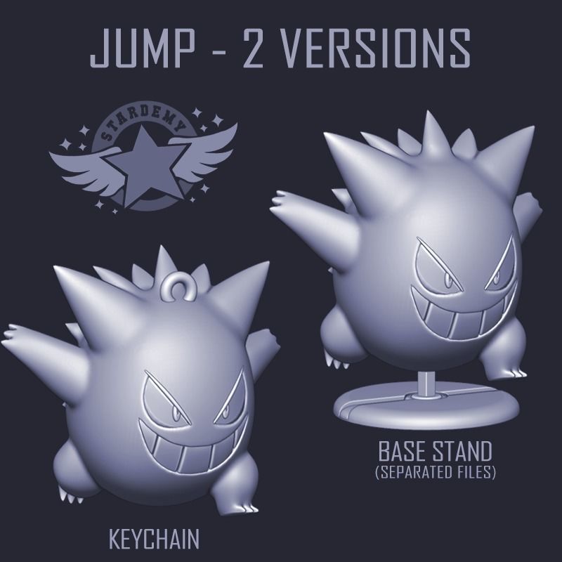 PACK 2 Models Gengar from Pokemon Toy Figure Keychain 3D print model_5
