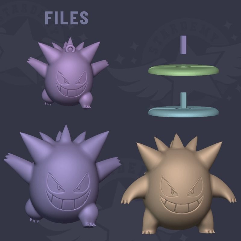 PACK 2 Models Gengar from Pokemon Toy Figure Keychain 3D print model_2