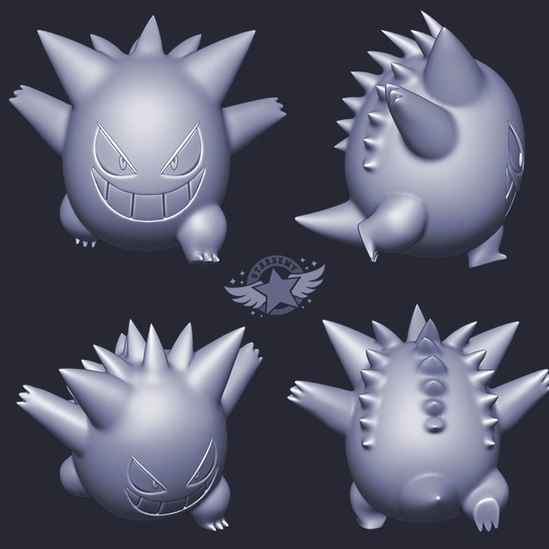 PACK 2 Models Gengar from Pokemon Toy Figure Keychain 3D print model_4