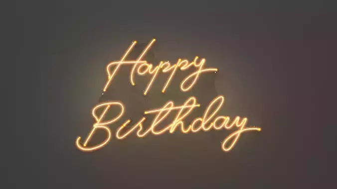 Happy Birthday - Neon Sign 3D model