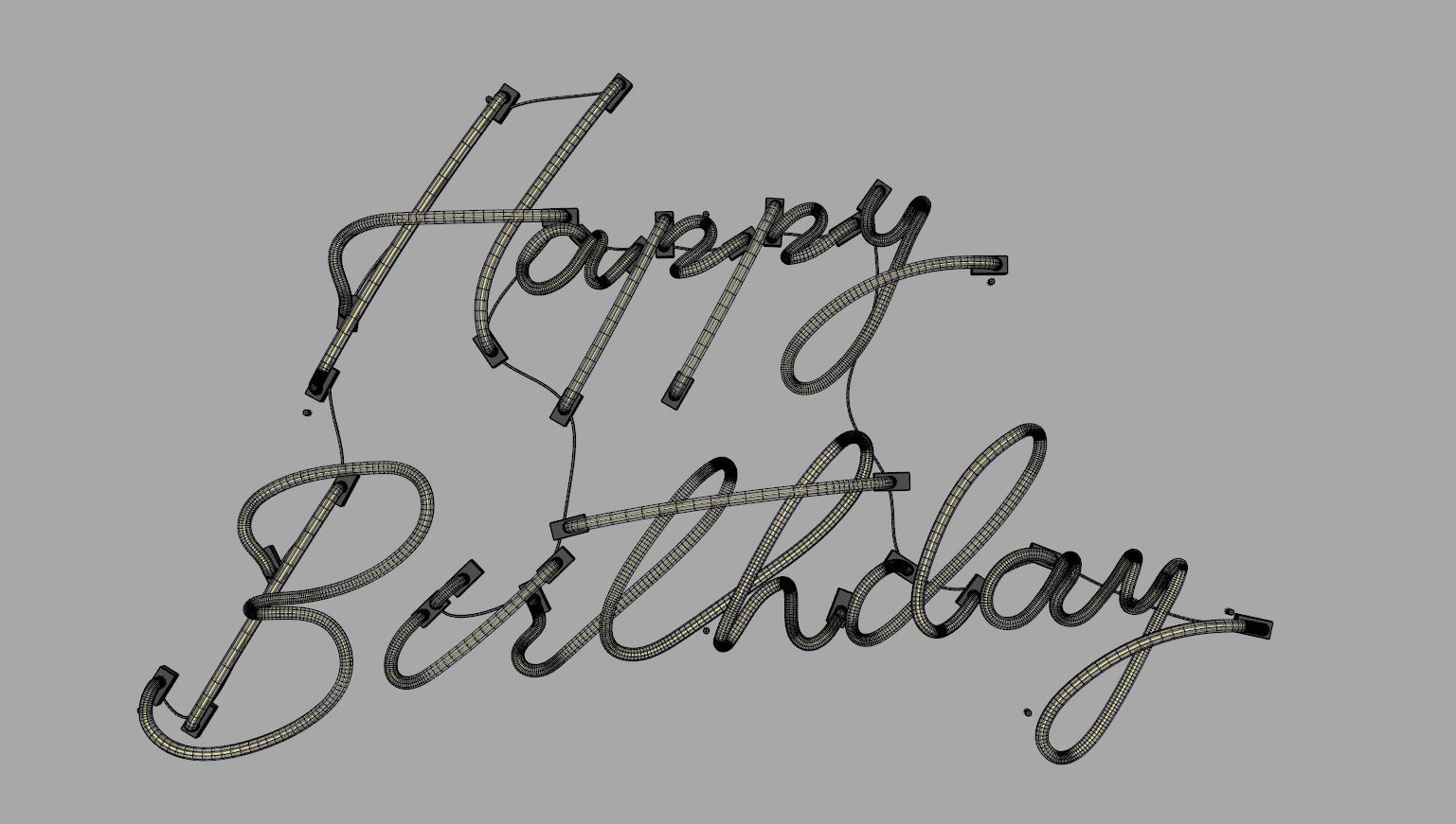 Happy Birthday - Neon Sign 3D model_7