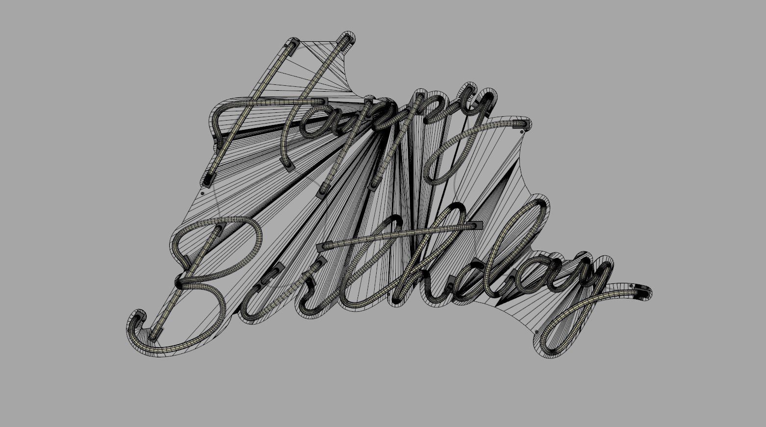 Happy Birthday - Neon Sign 3D model_6