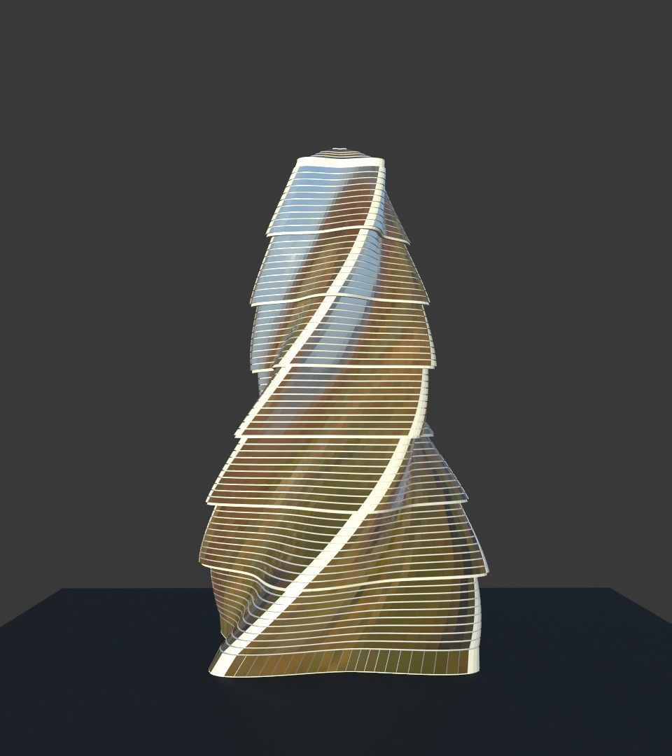 Skyscraper twisted 3D model_24