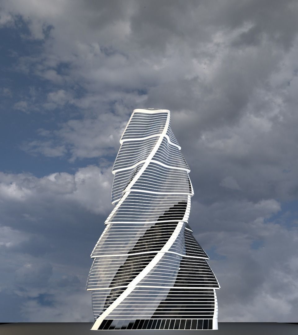 Skyscraper twisted 3D model_1