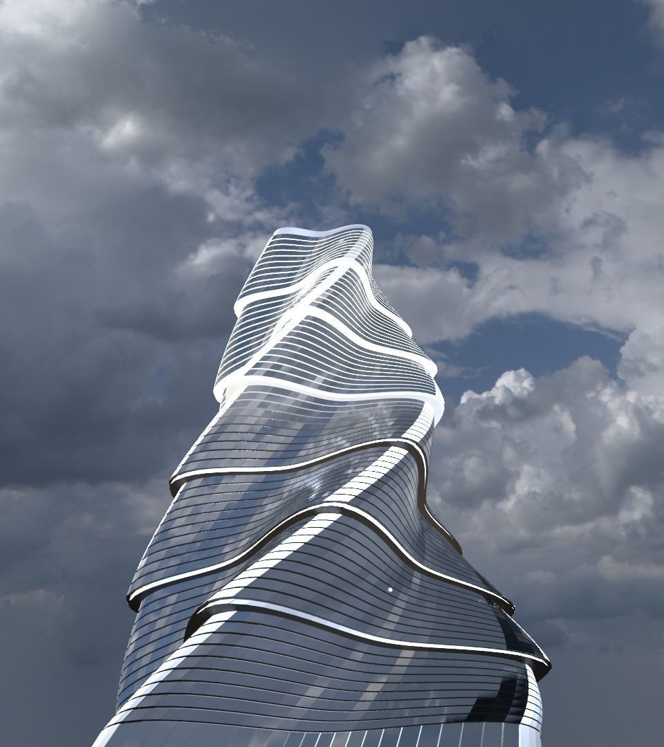 Skyscraper twisted 3D model_25