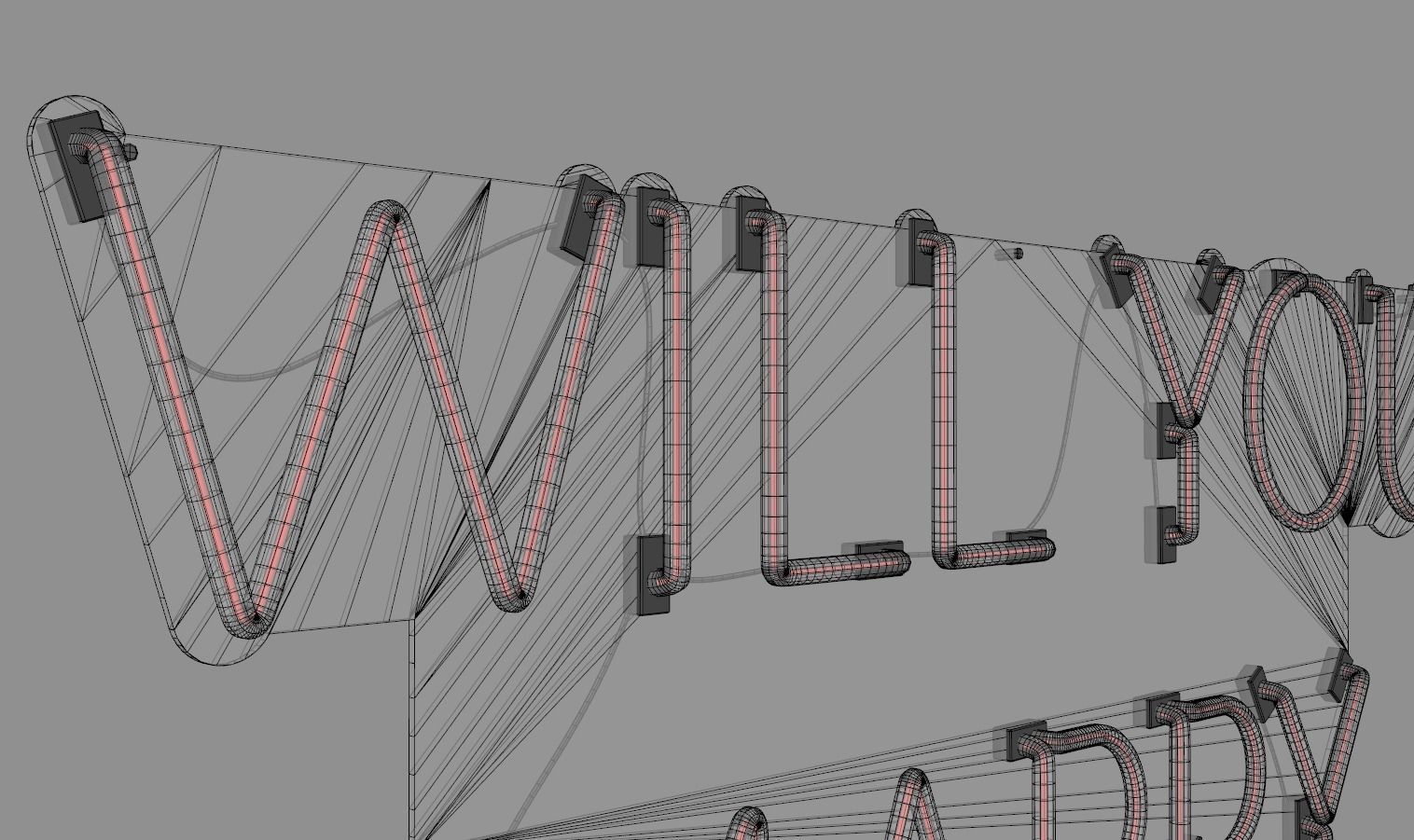 Will You Marry Me - Neon Sign 3D model_8