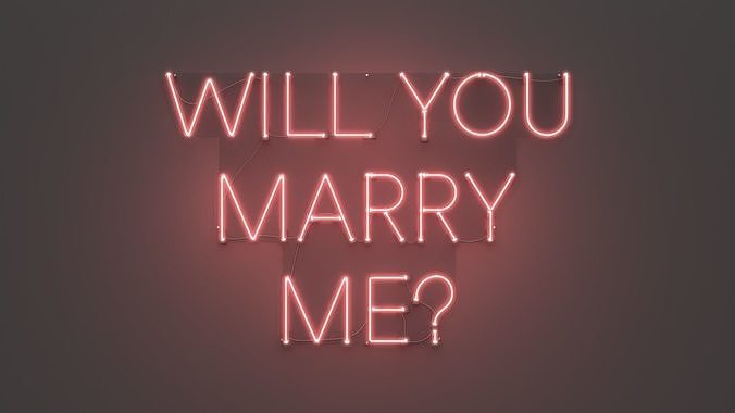 Will You Marry Me - Neon Sign 3D model