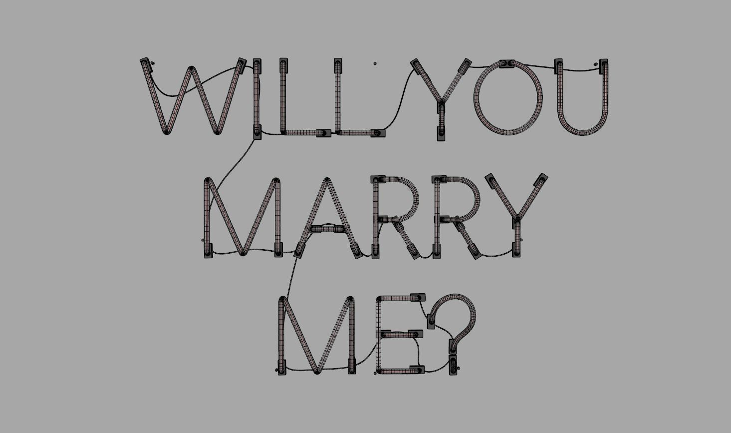 Will You Marry Me - Neon Sign 3D model_7