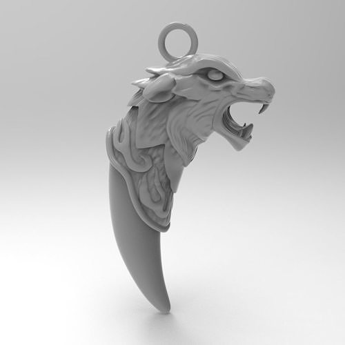 Fashion Men Wolf Tooth Charm Pendant DIY Necklace Crafts Jewelry 3D print model