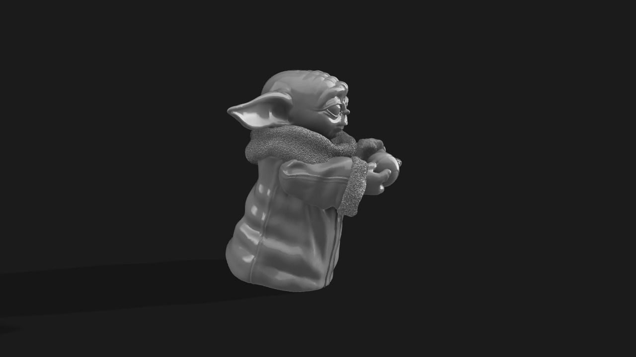 Baby yoda and ball 3D print model_1