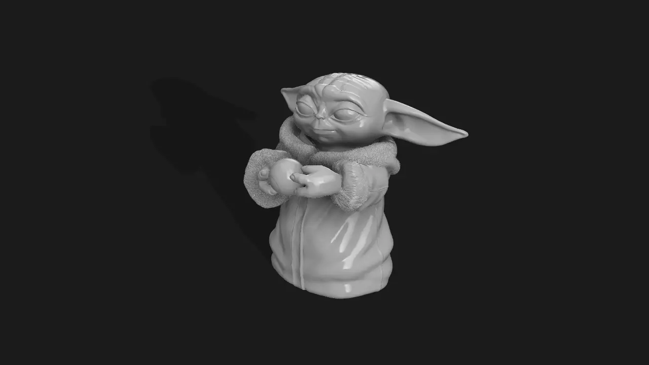 Baby yoda and ball 3D print model_0