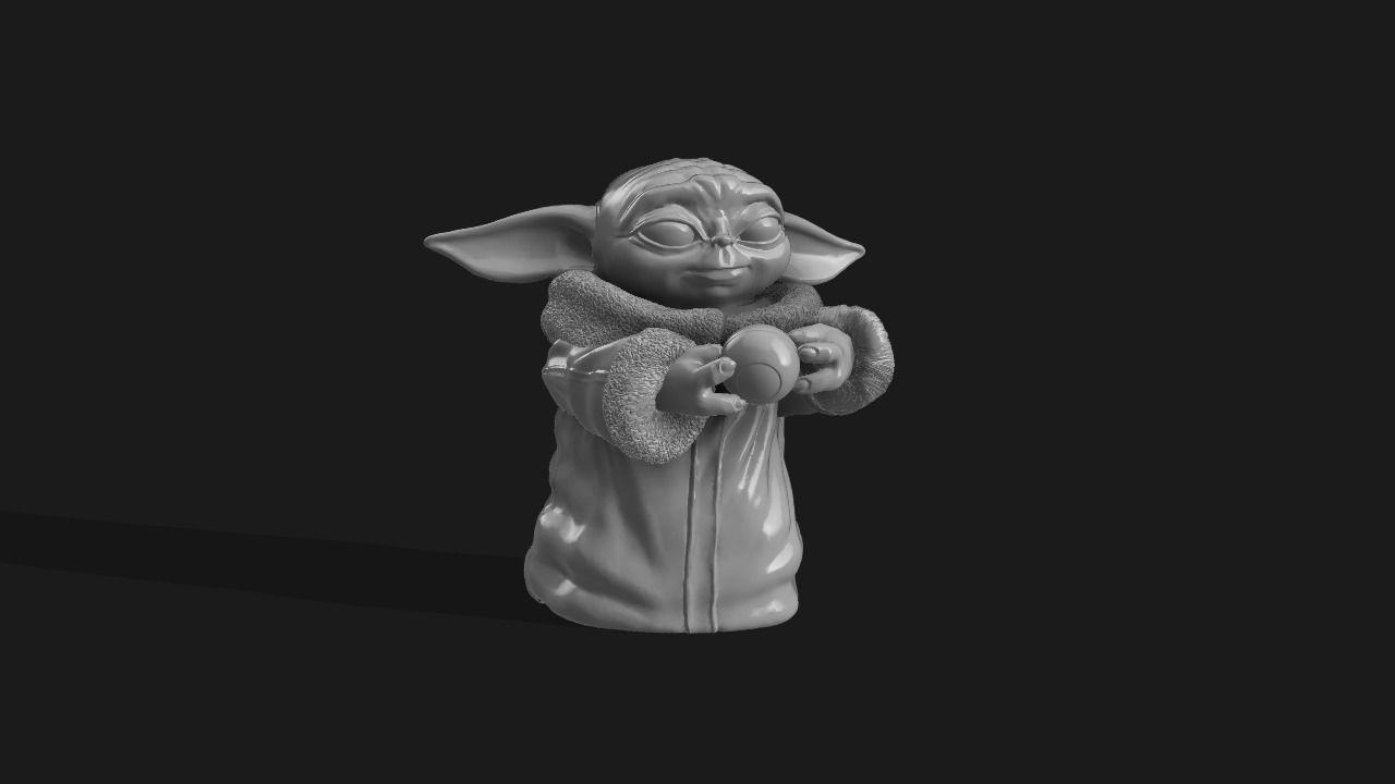 Baby yoda and ball 3D print model_4
