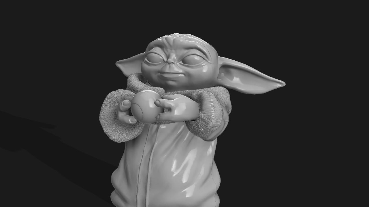 Baby yoda and ball 3D print model_3