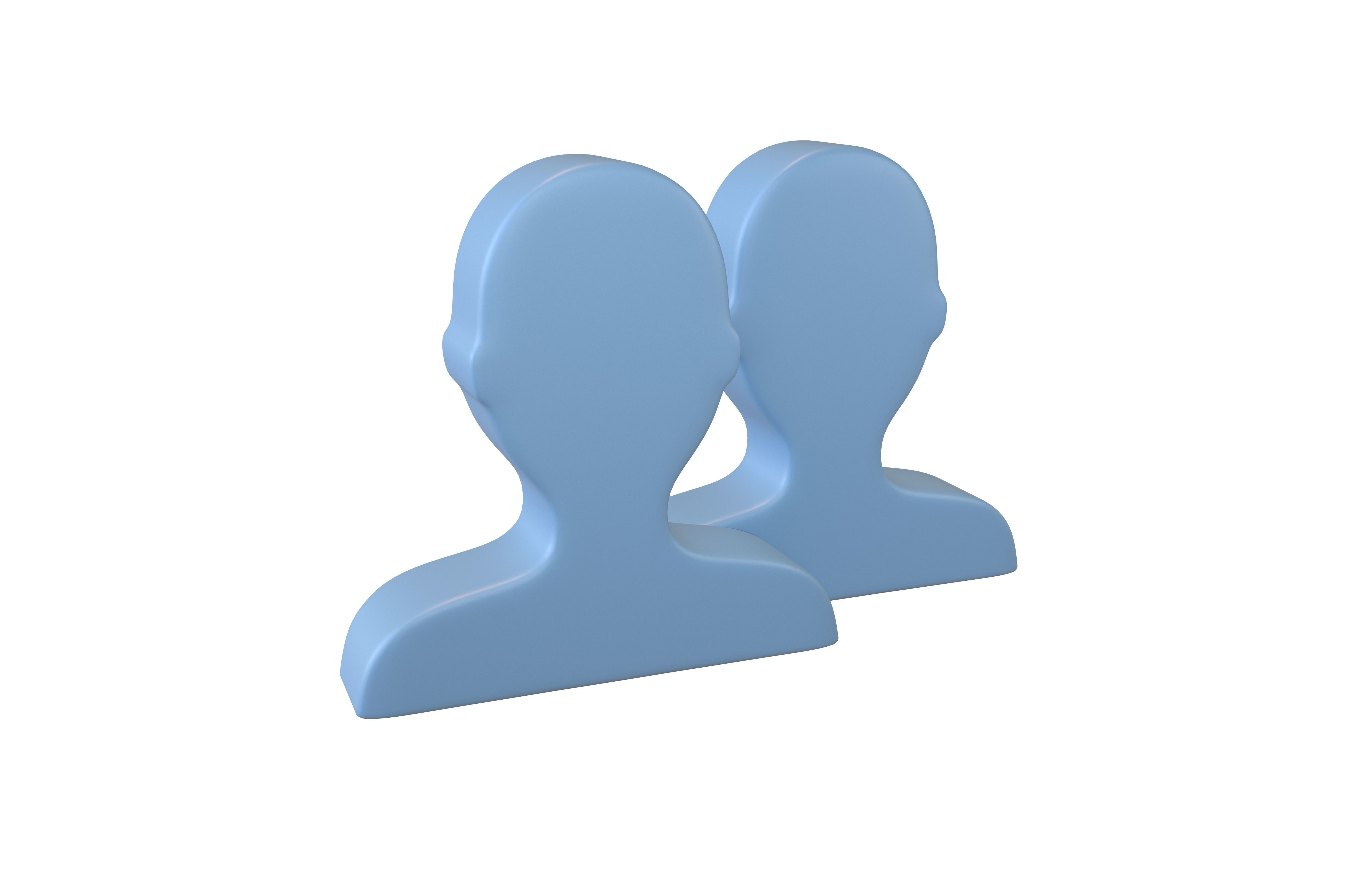 Two People Bust in Silhouette v1 001 Low-poly 3D model_1