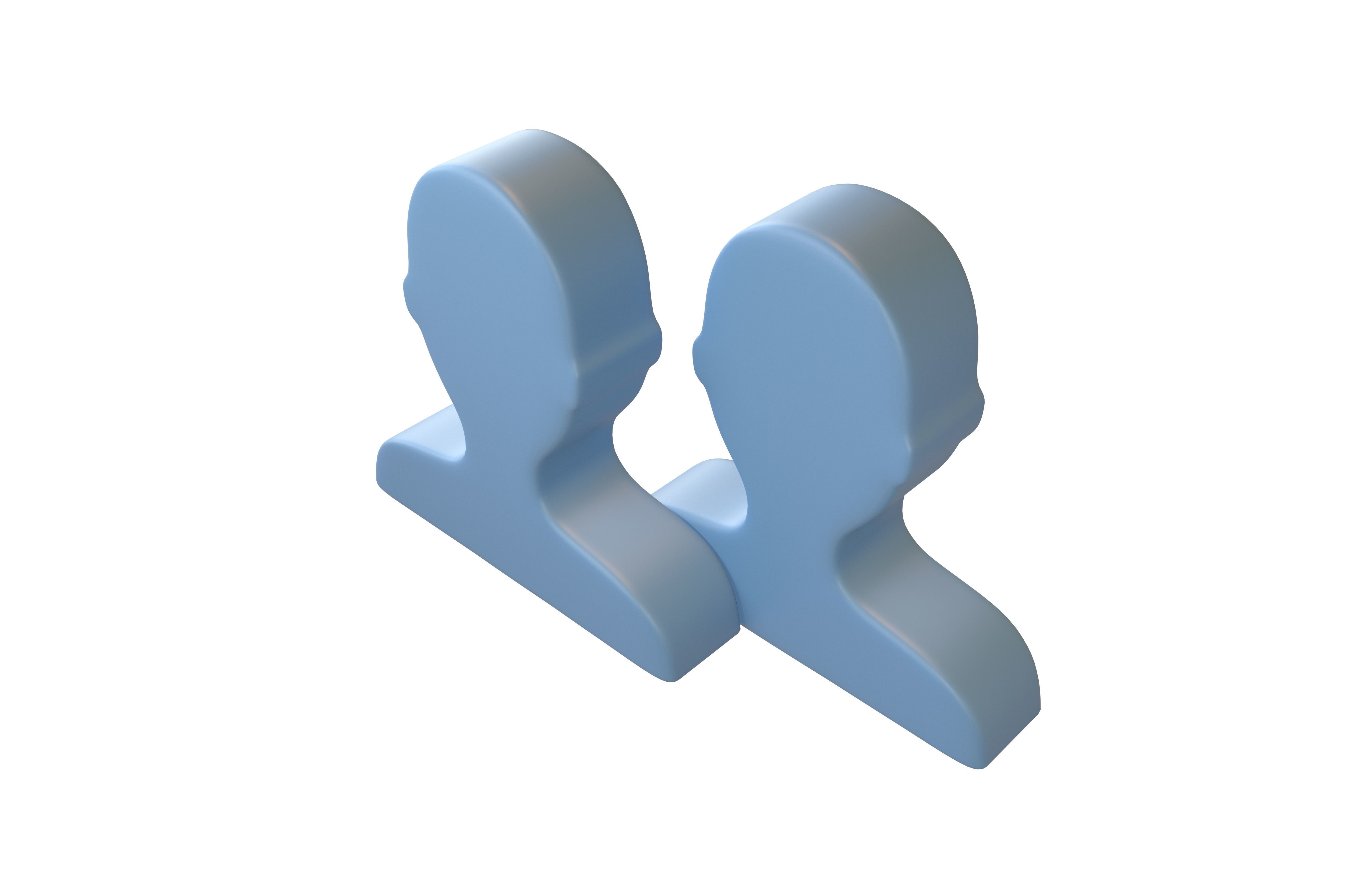 Two People Bust in Silhouette v1 001 Low-poly 3D model_3