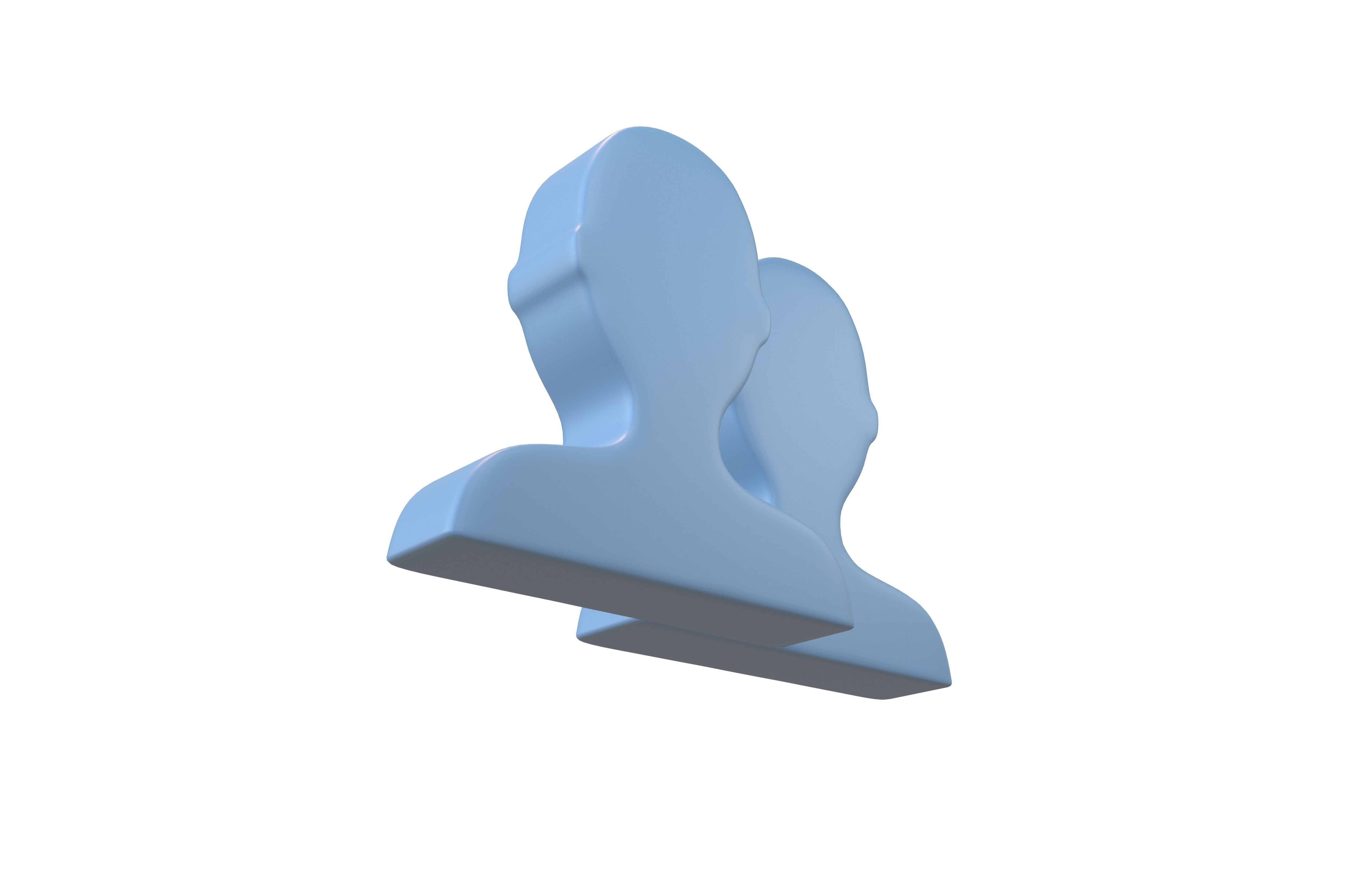 Two People Bust in Silhouette v1 001 Low-poly 3D model_2