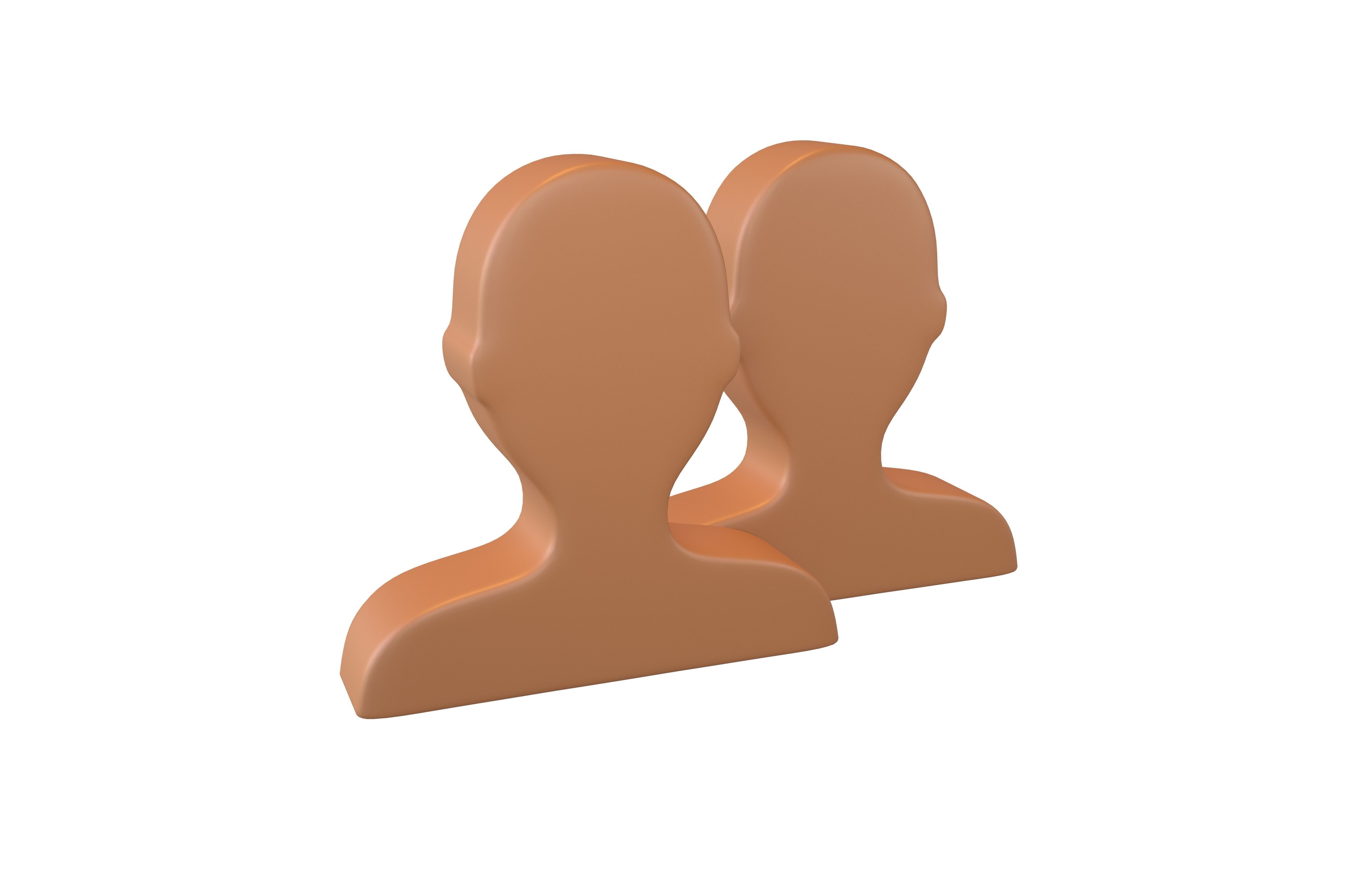 Two People Bust in Silhouette v1 006 Low-poly 3D model_3
