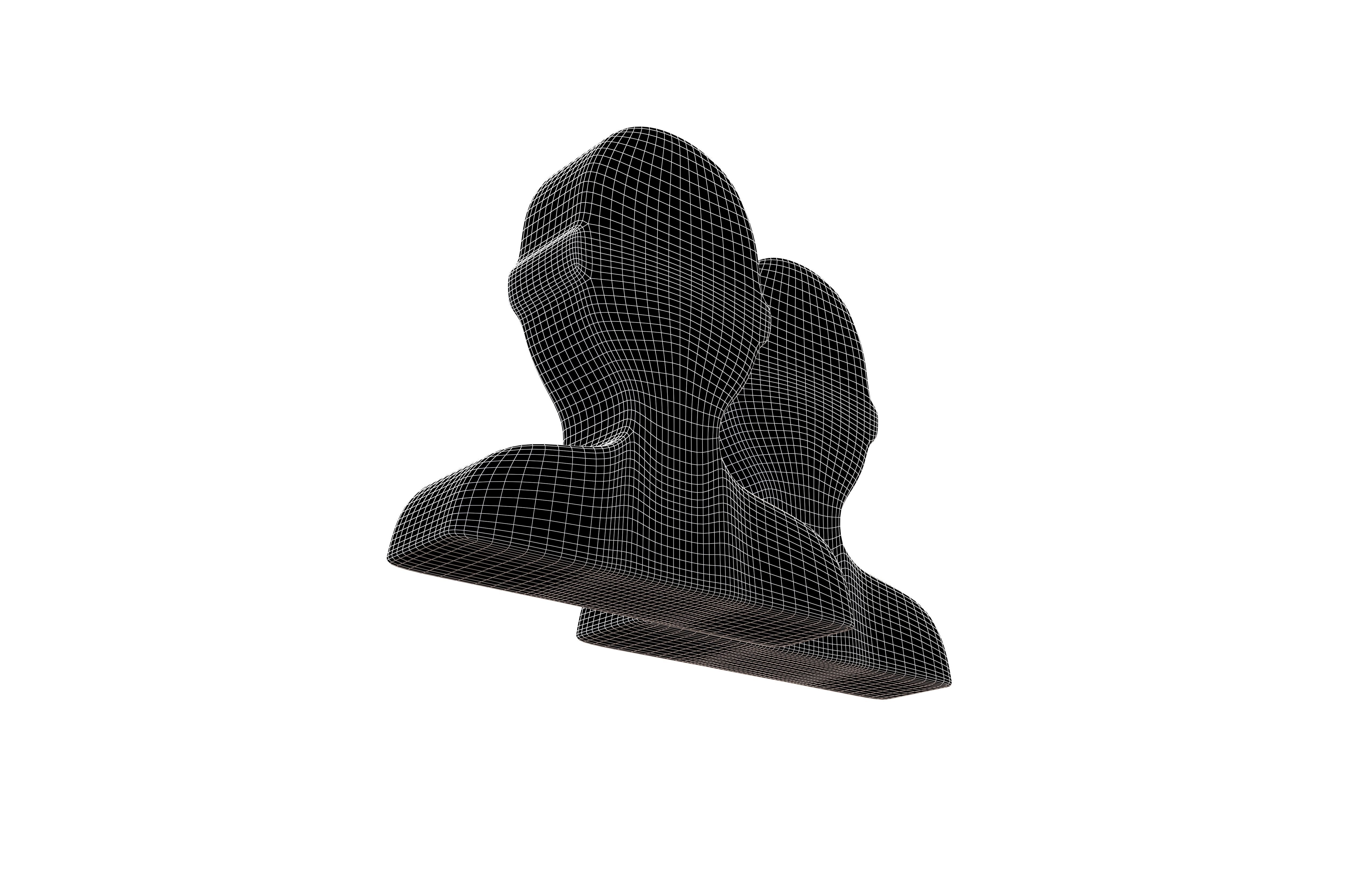 Two People Bust in Silhouette v1 006 Low-poly 3D model_7