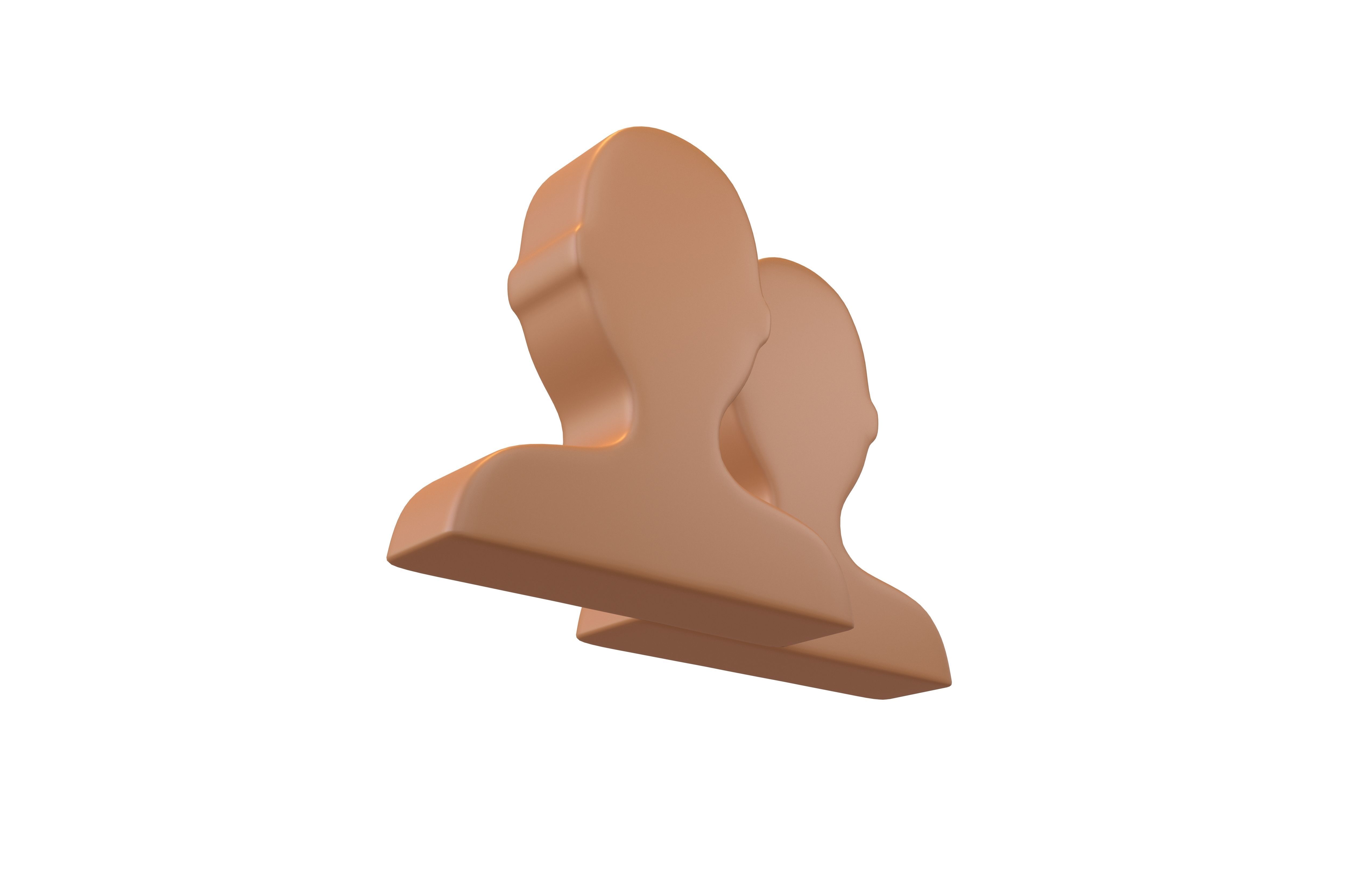 Two People Bust in Silhouette v1 006 Low-poly 3D model_2