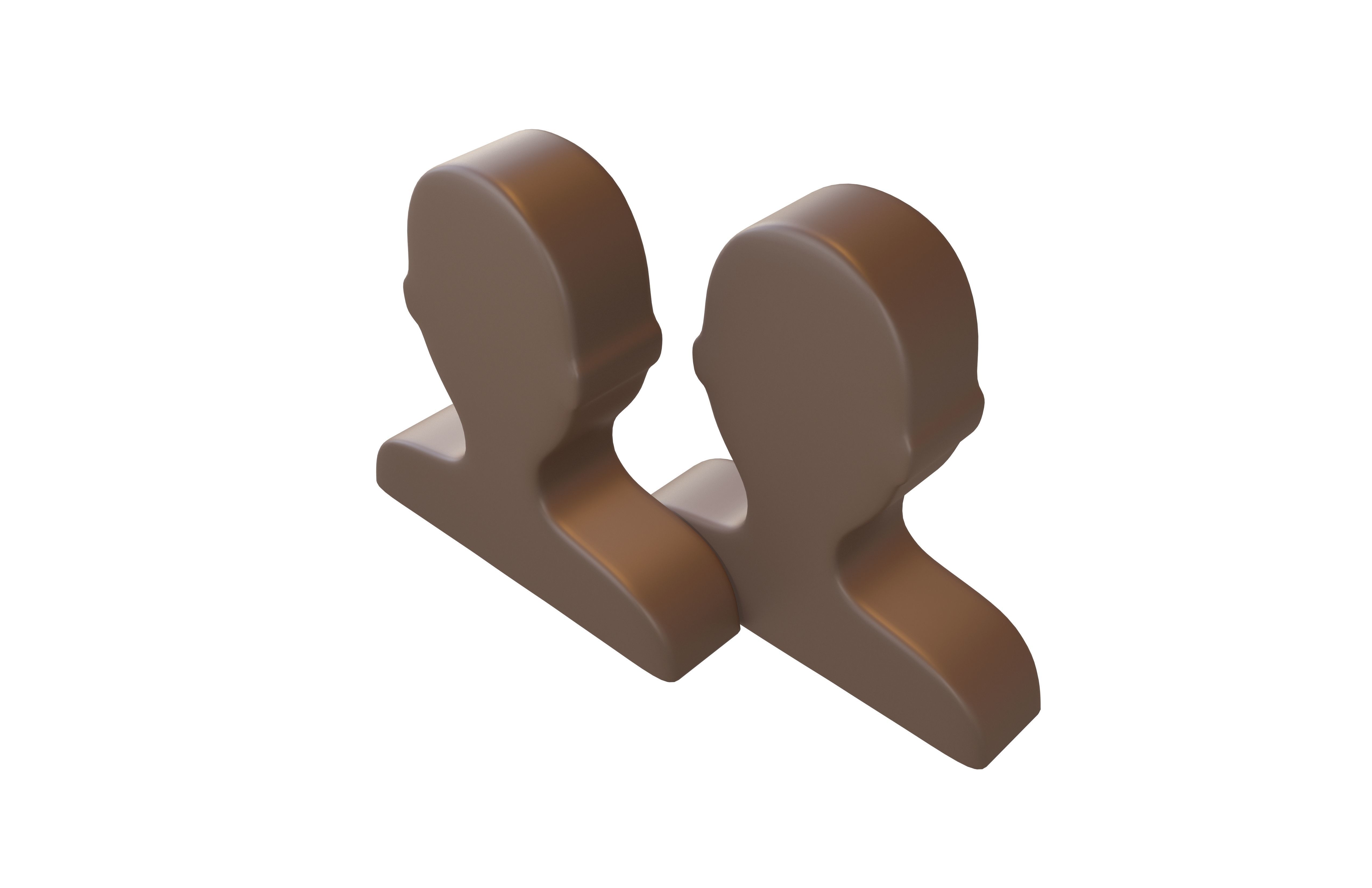 Two People Bust in Silhouette v1 007 Low-poly 3D model_2